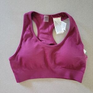 Roxy Sports Bra Ribbed Racerback Activewear Top Gym Fitness Plum‎ XS